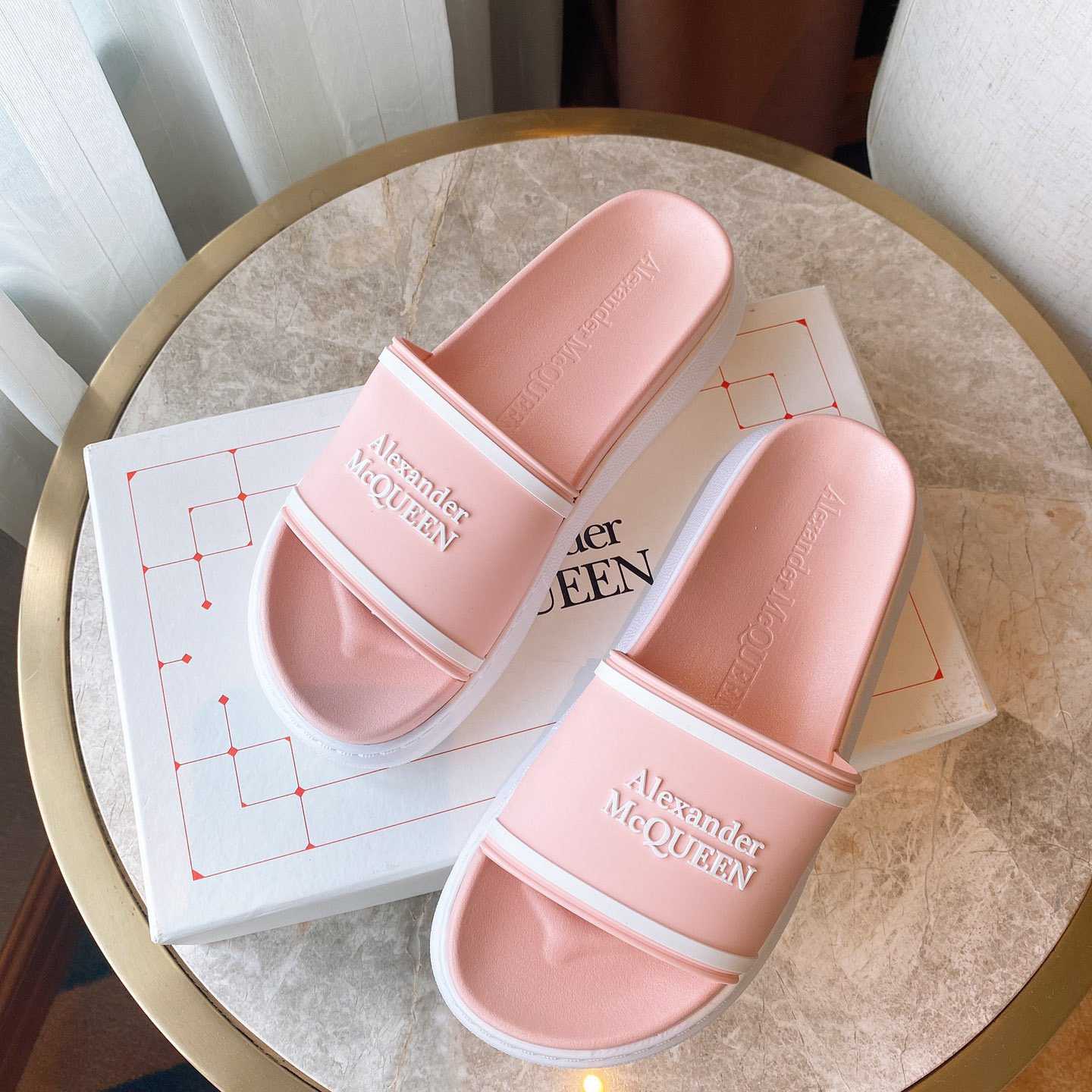 Alexander Mqueen Oversized Hybrid Signature Slide  - FashionPlug