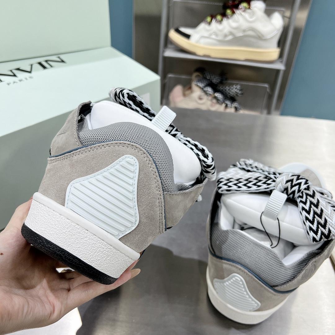 Lanvin Leather Curb Sneakers - FashionPlug
