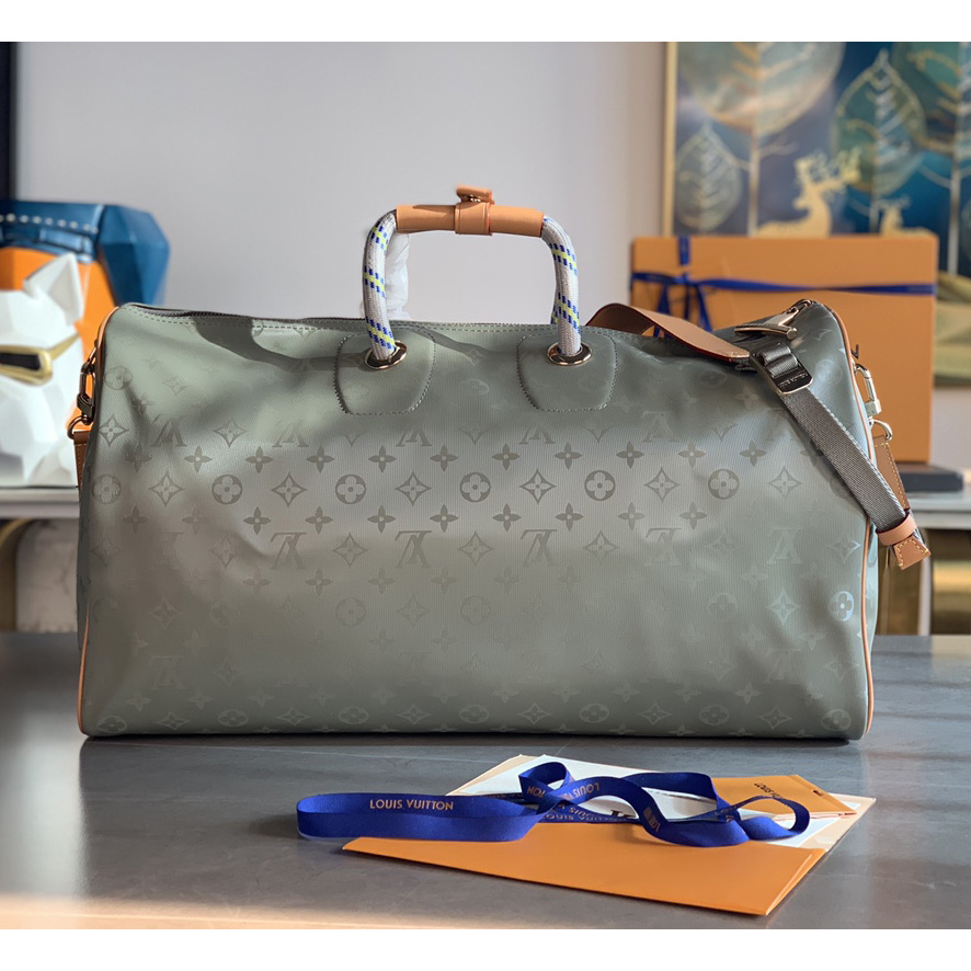 Louis Vuitton Keepall Bandouliere Monogram Titanium 50 Grey - FashionPlug