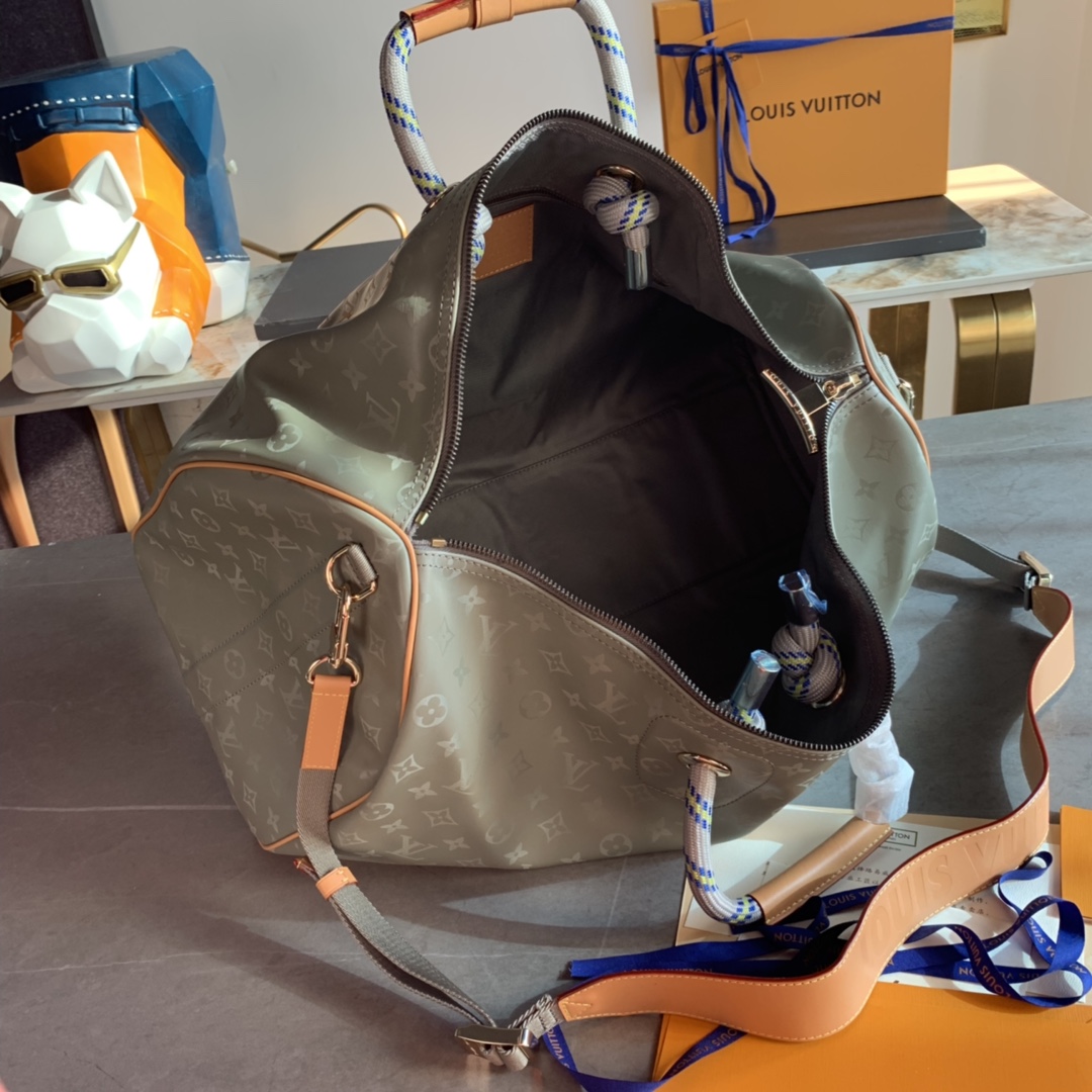 Louis Vuitton Keepall Bandouliere Monogram Titanium 50 Grey - FashionPlug