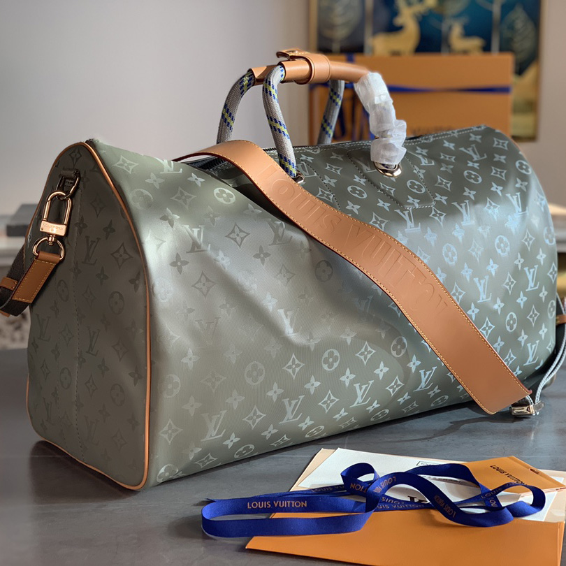 Louis Vuitton Keepall Bandouliere Monogram Titanium 50 Grey - FashionPlug