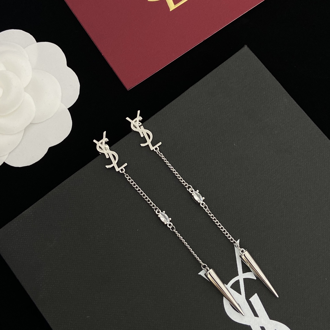 Saint Laurent YSL Logo Earrings - FashionPlug