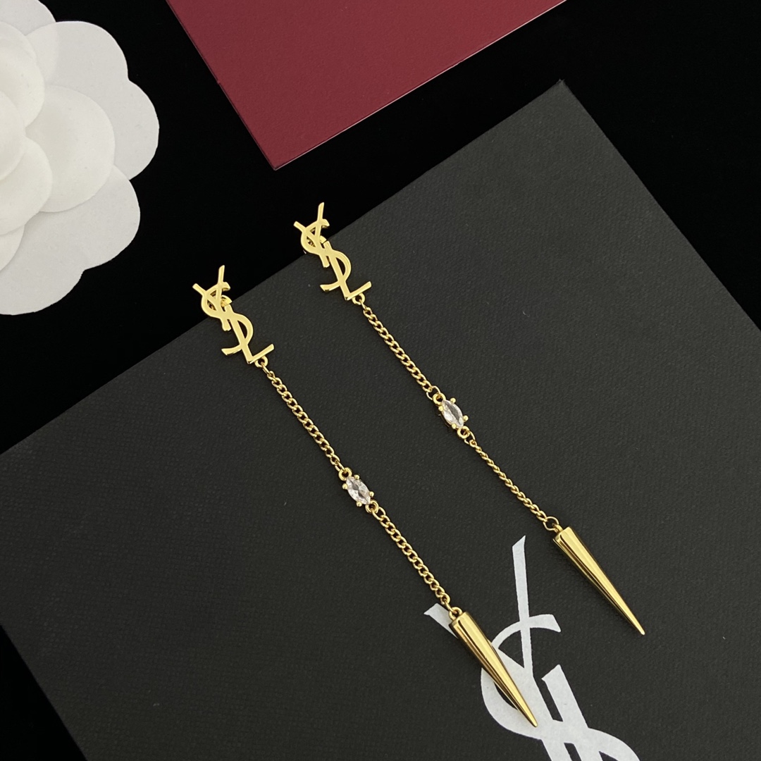 Saint Laurent YSL Logo Earrings - FashionPlug