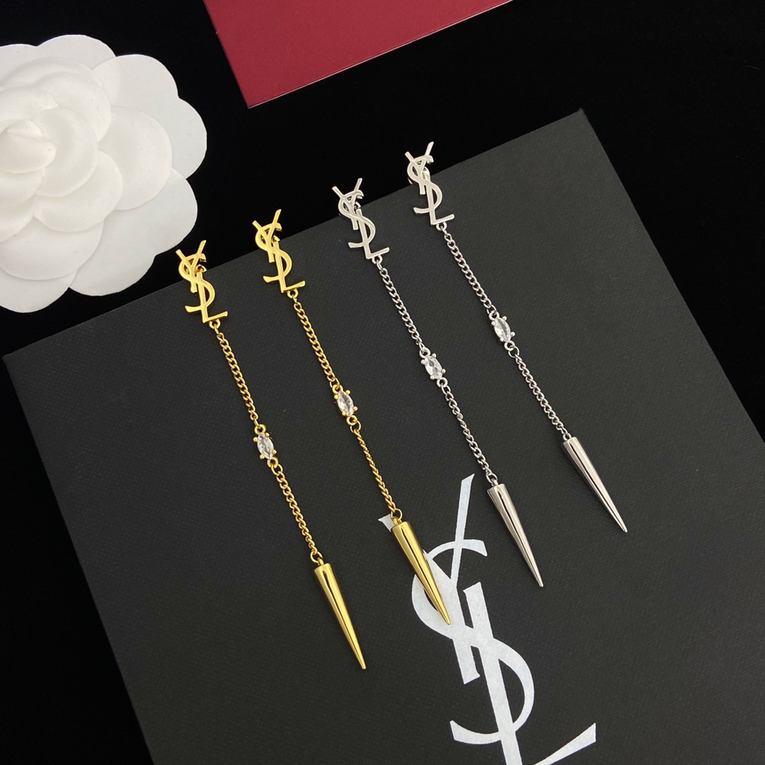 Saint Laurent YSL Logo Earrings - FashionPlug
