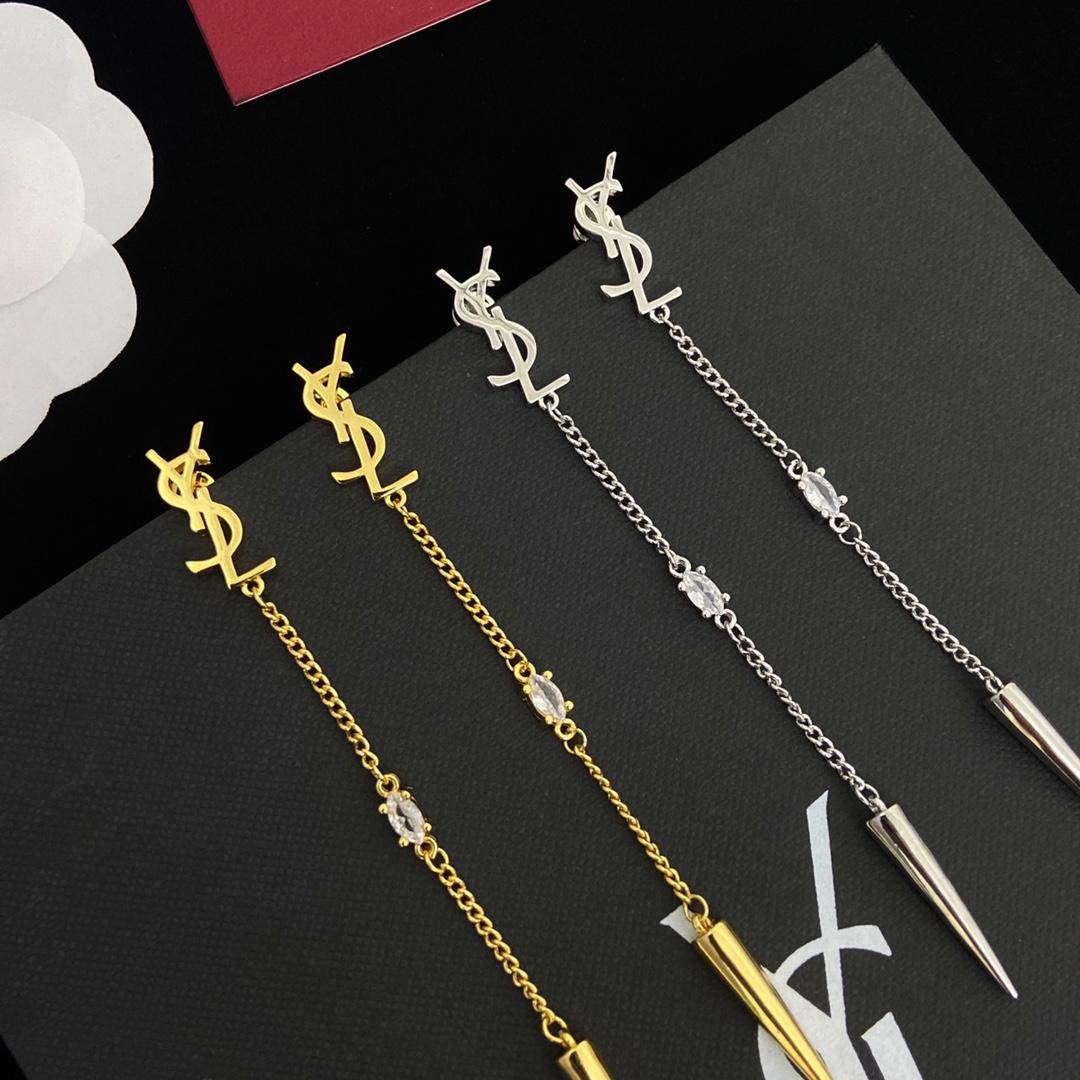 Saint Laurent YSL Logo Earrings - FashionPlug
