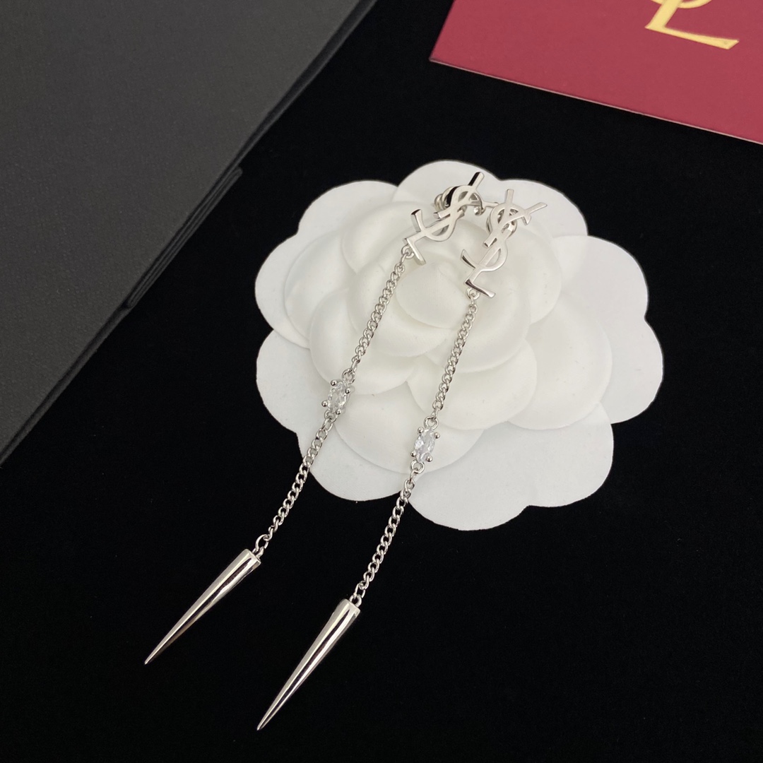 Saint Laurent YSL Logo Earrings - FashionPlug