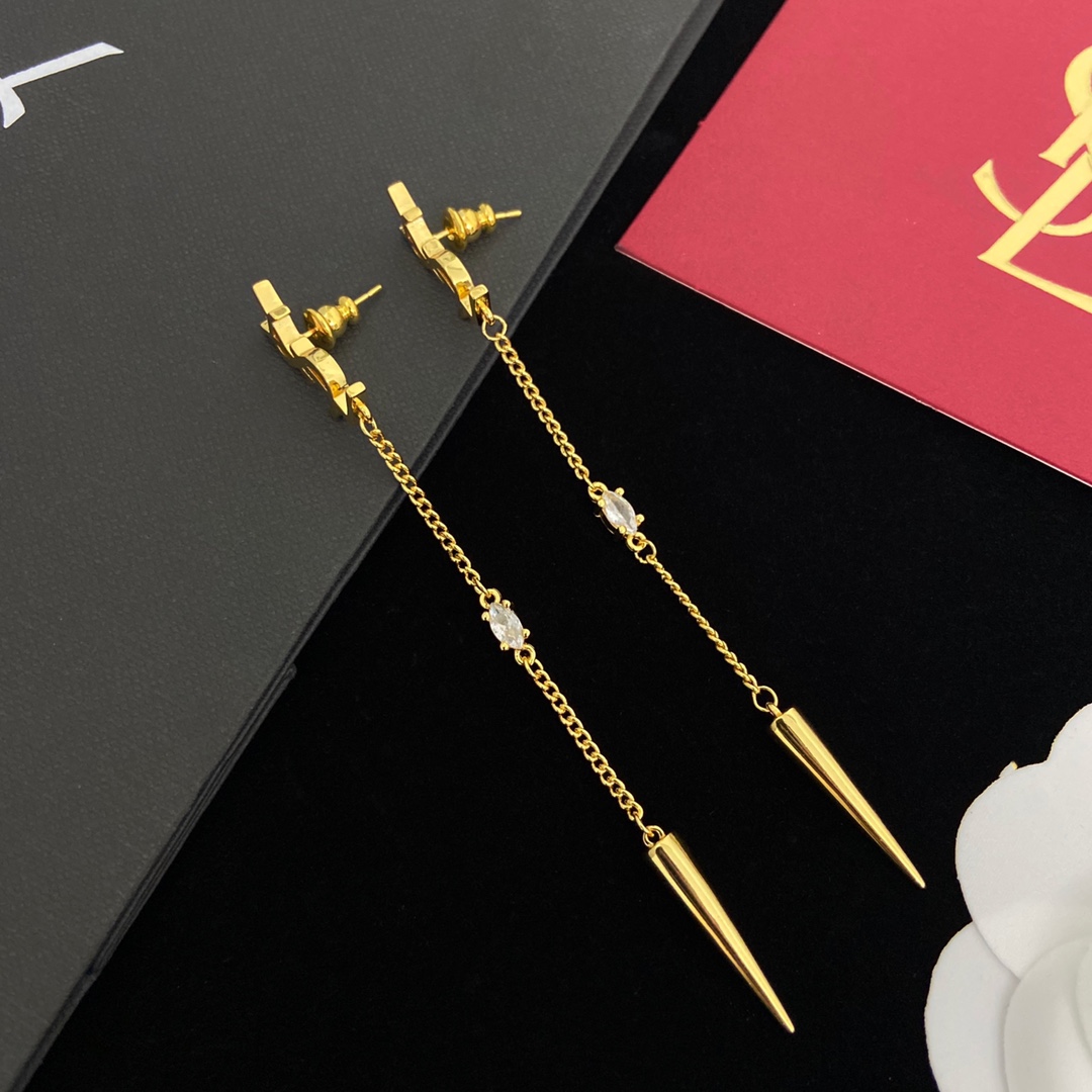 Saint Laurent YSL Logo Earrings - FashionPlug