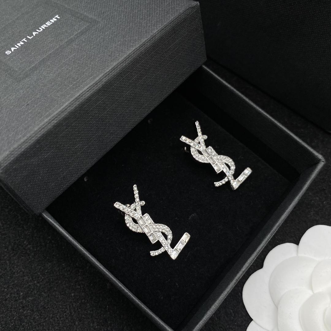 Saint Laurent YSL Logo Earrings - FashionPlug