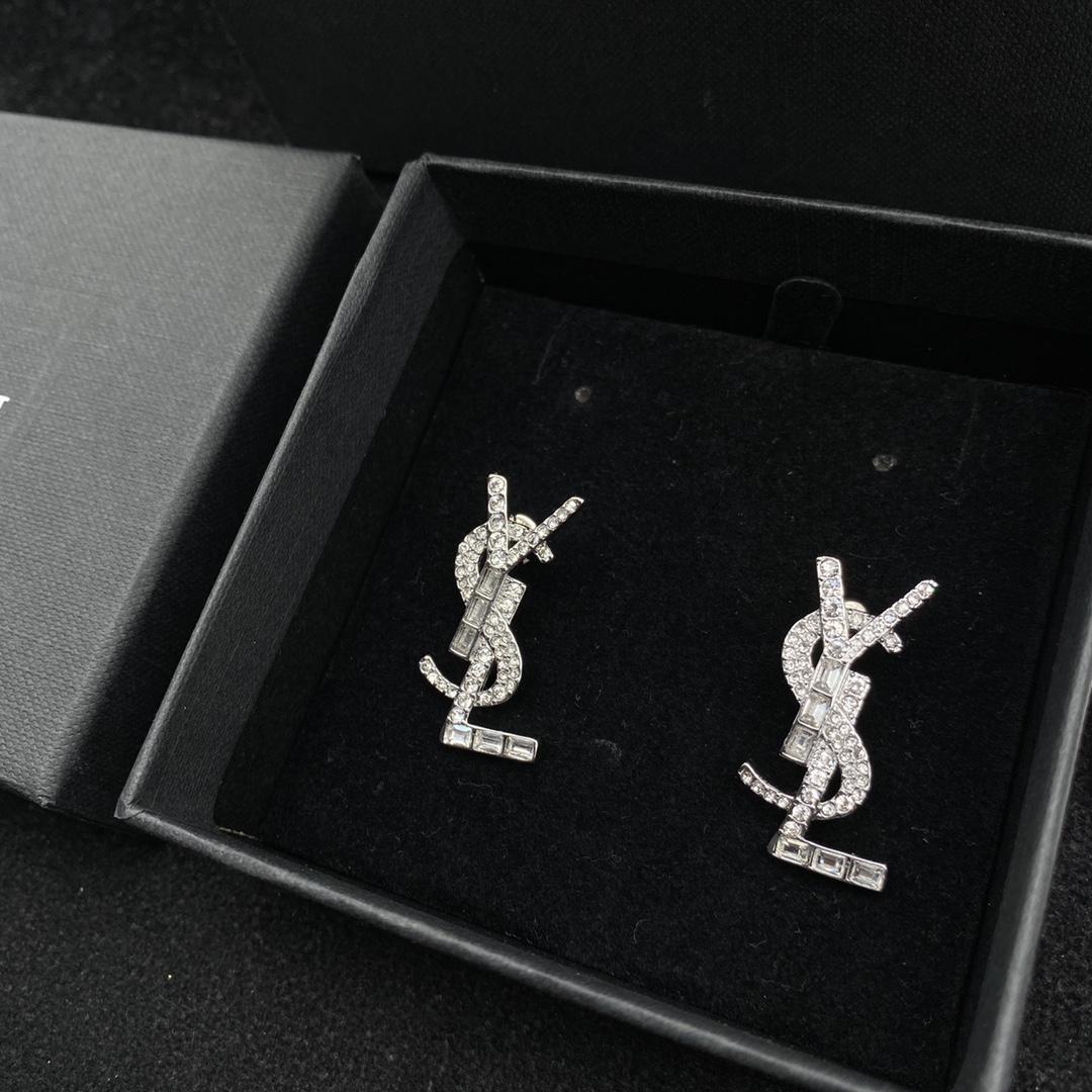 Saint Laurent YSL Logo Earrings - FashionPlug