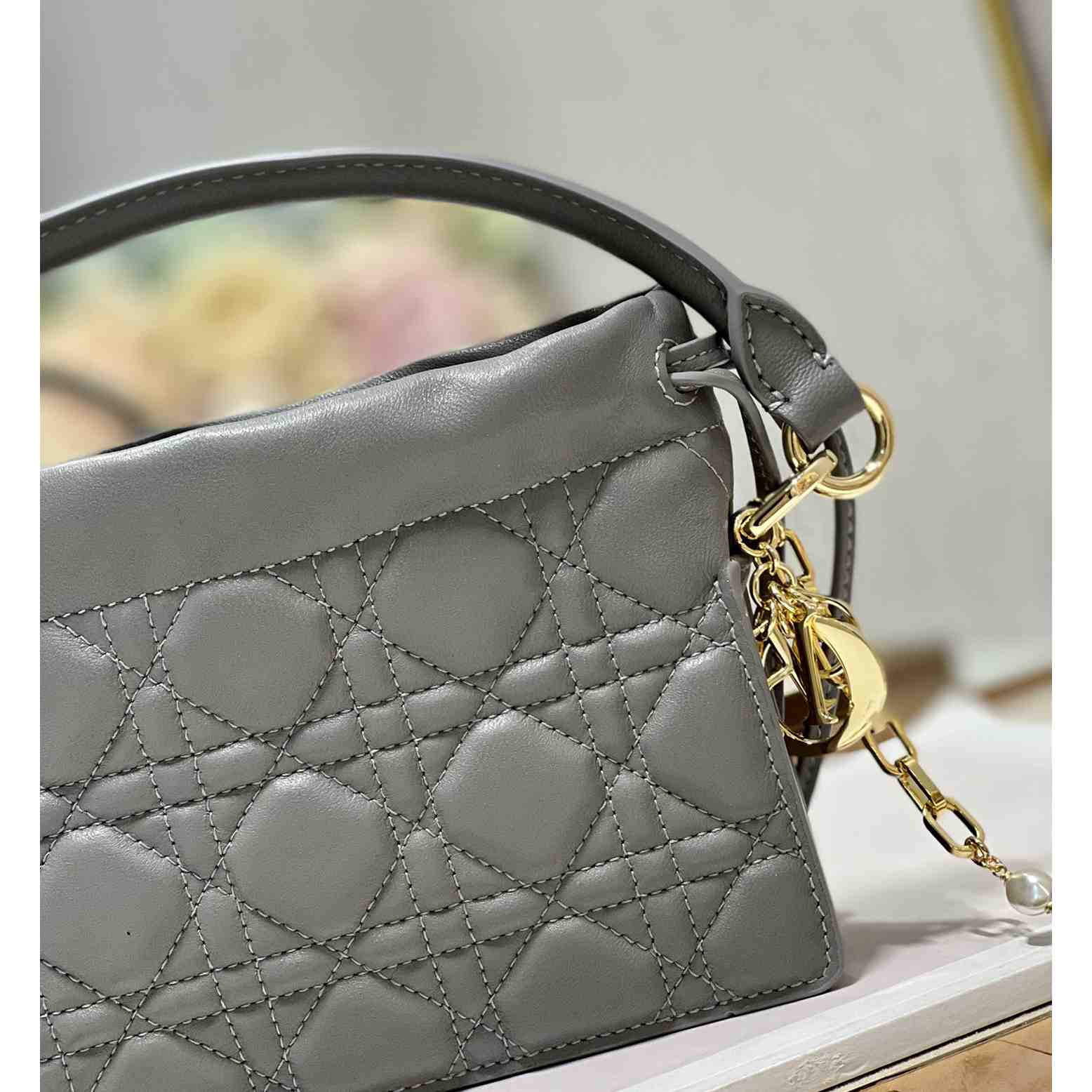 Dior Lady Dior Top Handle Drawstring Mini Bag - FashionPlug