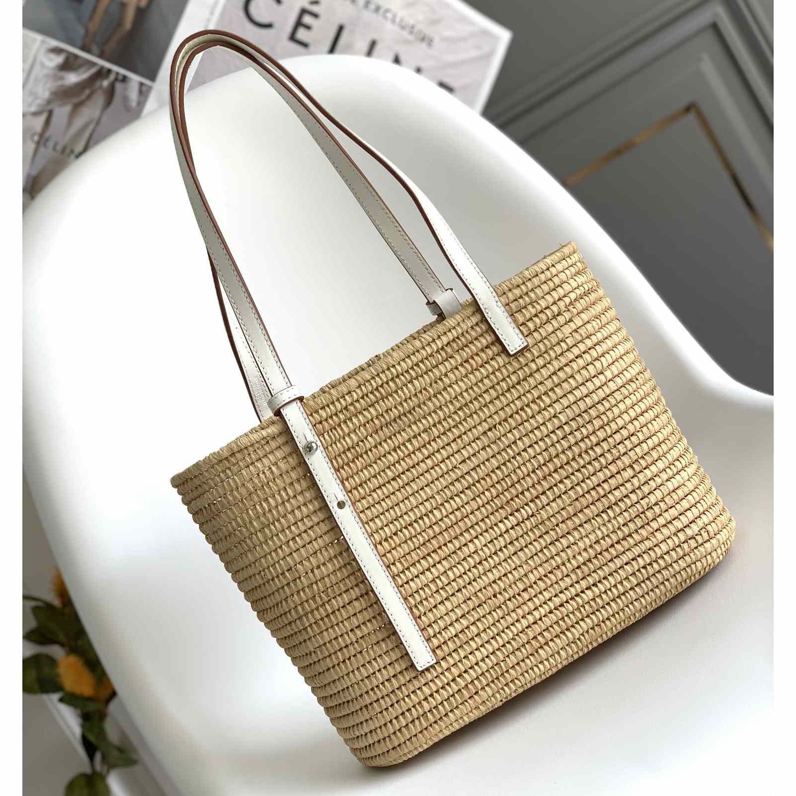 Loewe Small Square Basket bag In Raffia And Calfskin (30*21*11cm) - FashionPlug
