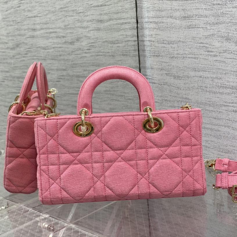 Dior Denim Macrocannage Lady D-Joy Pink(26*6*14cm) - FashionPlug