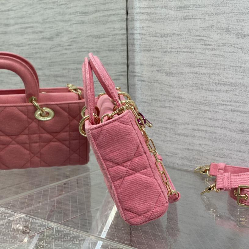 Dior Denim Macrocannage Lady D-Joy Pink(26*6*14cm) - FashionPlug