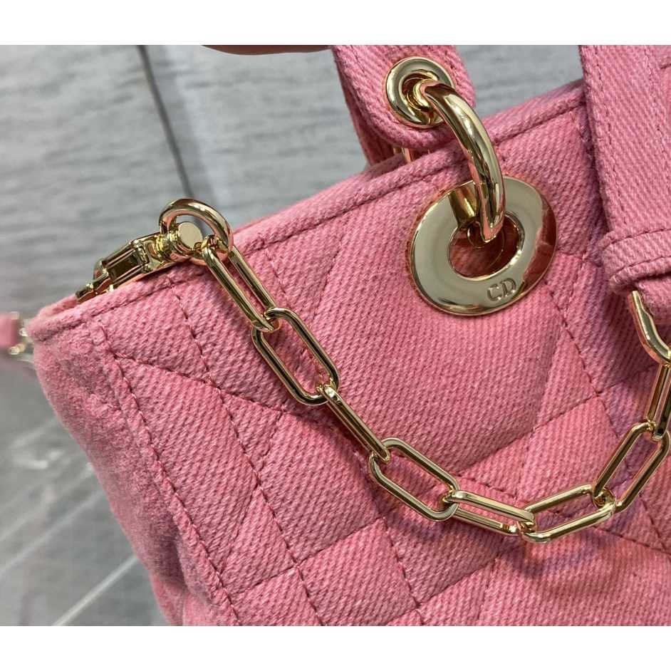 Dior Denim Macrocannage Lady D-Joy Pink(26*6*14cm) - FashionPlug