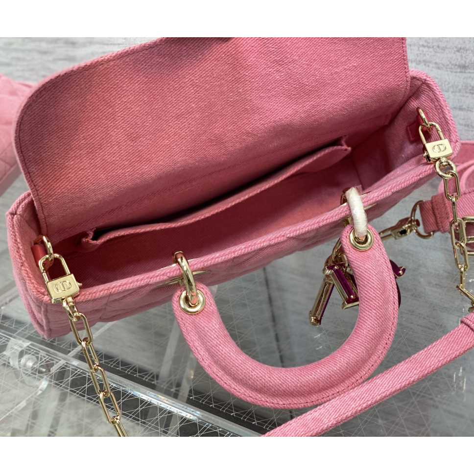 Dior Denim Macrocannage Lady D-Joy Pink(26*6*14cm) - FashionPlug