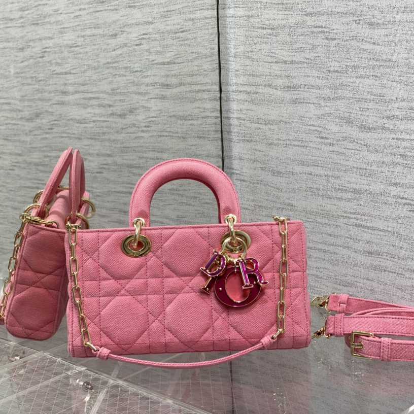 Dior Denim Macrocannage Lady D-Joy Pink(26*6*14cm) - FashionPlug
