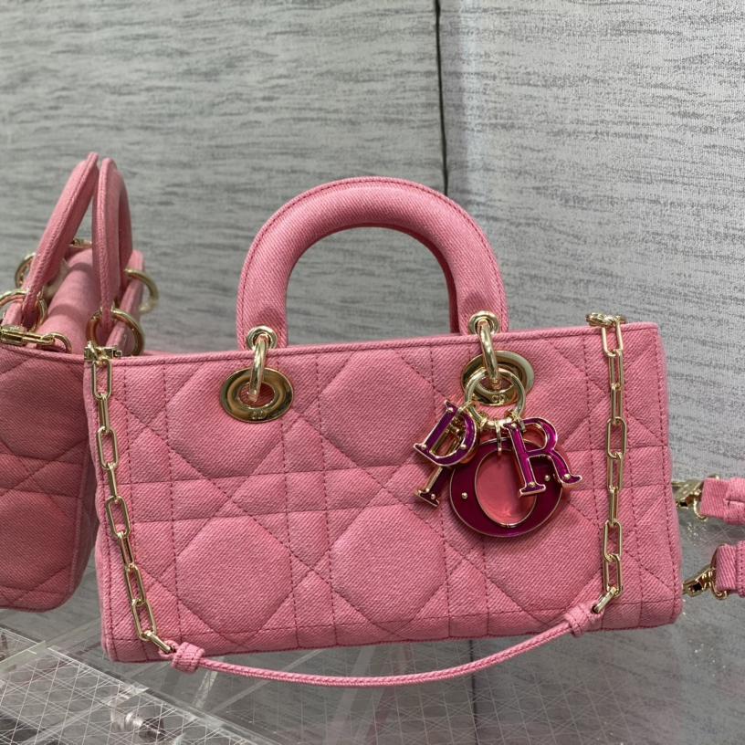 Dior Denim Macrocannage Lady D-Joy Pink(26*6*14cm) - FashionPlug