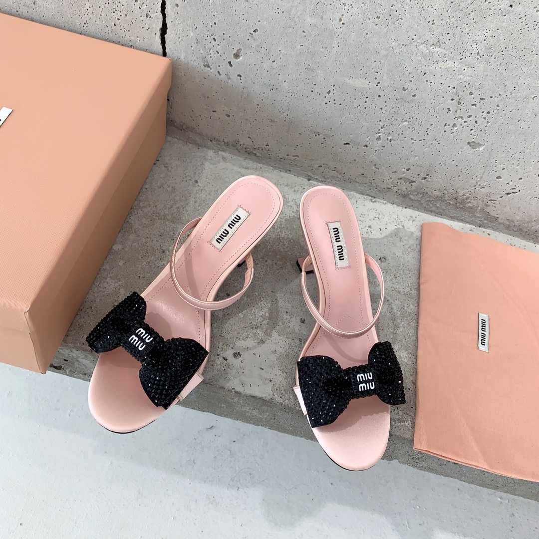 Miu Miu Satin Bow Sandals - FashionPlug