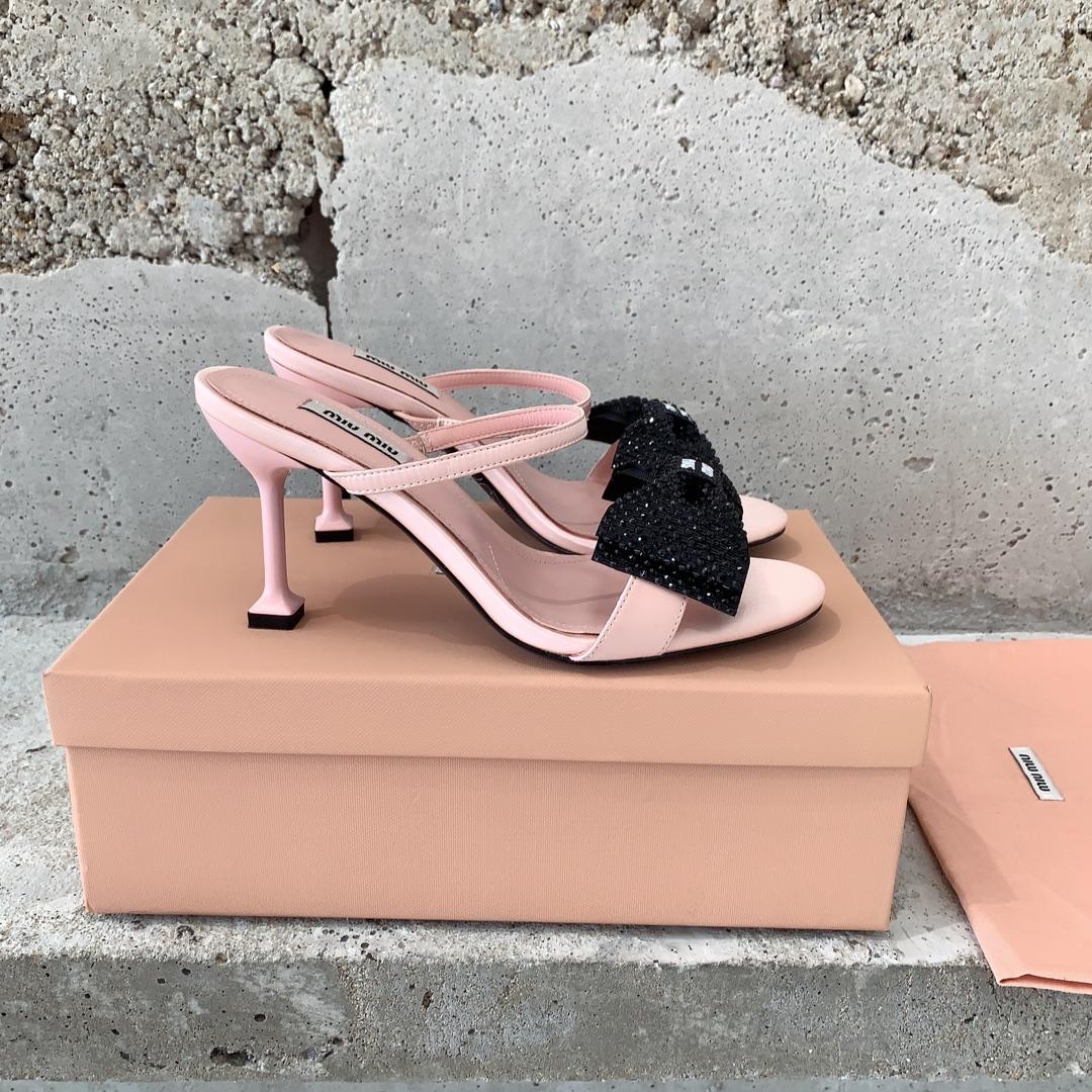 Miu Miu Satin Bow Sandals - FashionPlug