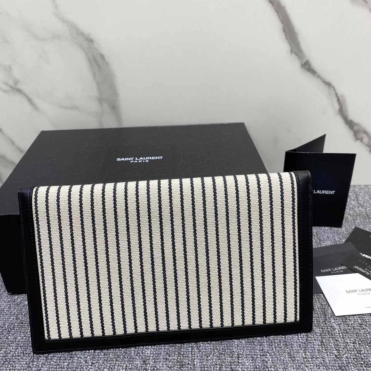 Saint Laurent Uptown Striped Envelope Clutch Bag(27x16x2cm) - FashionPlug