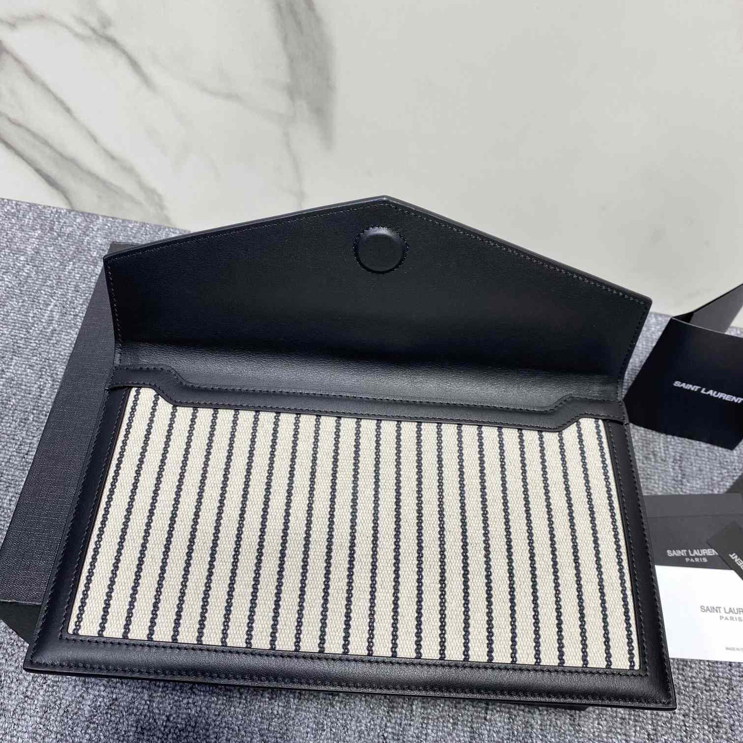 Saint Laurent Uptown Striped Envelope Clutch Bag(27x16x2cm) - FashionPlug