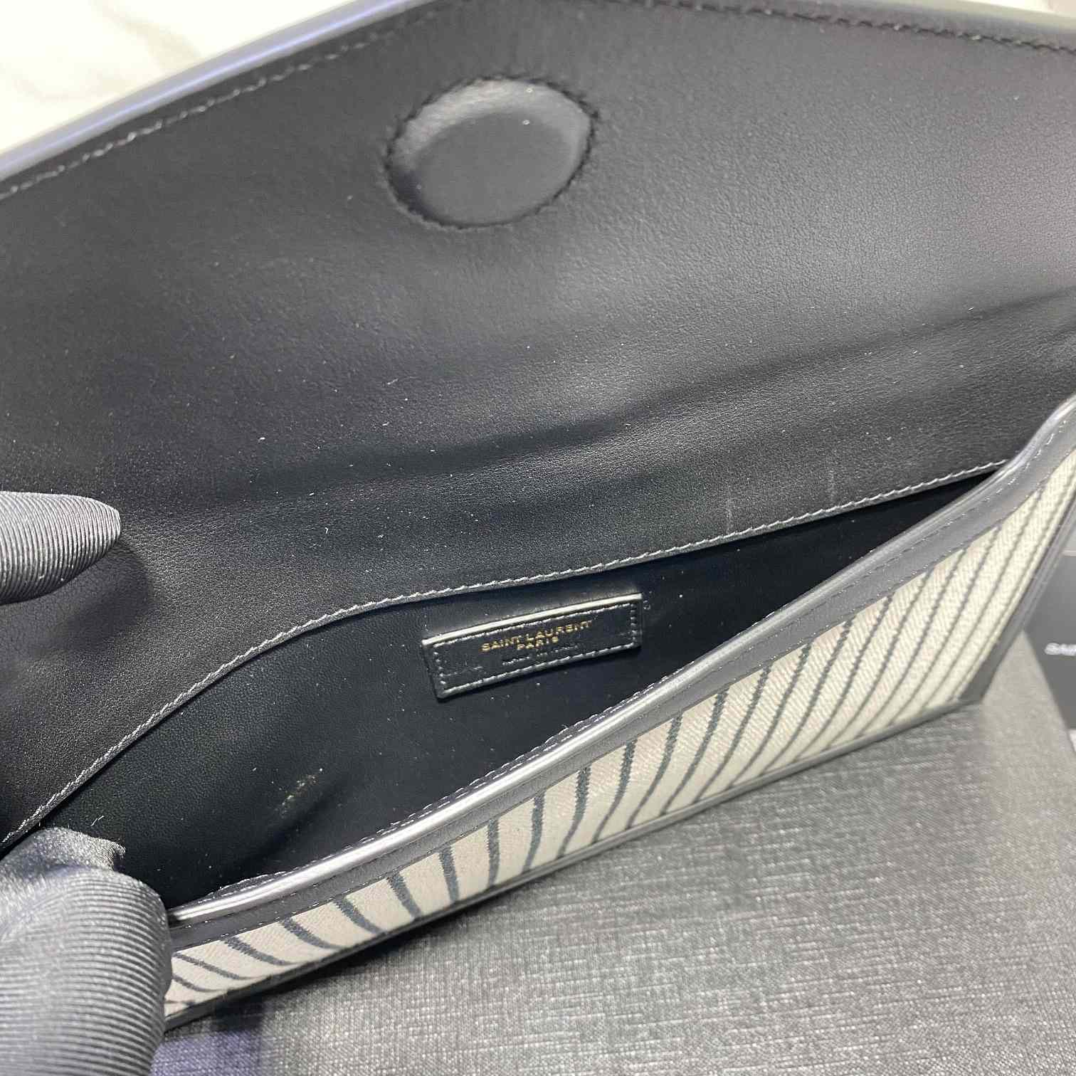 Saint Laurent Uptown Striped Envelope Clutch Bag(27x16x2cm) - FashionPlug