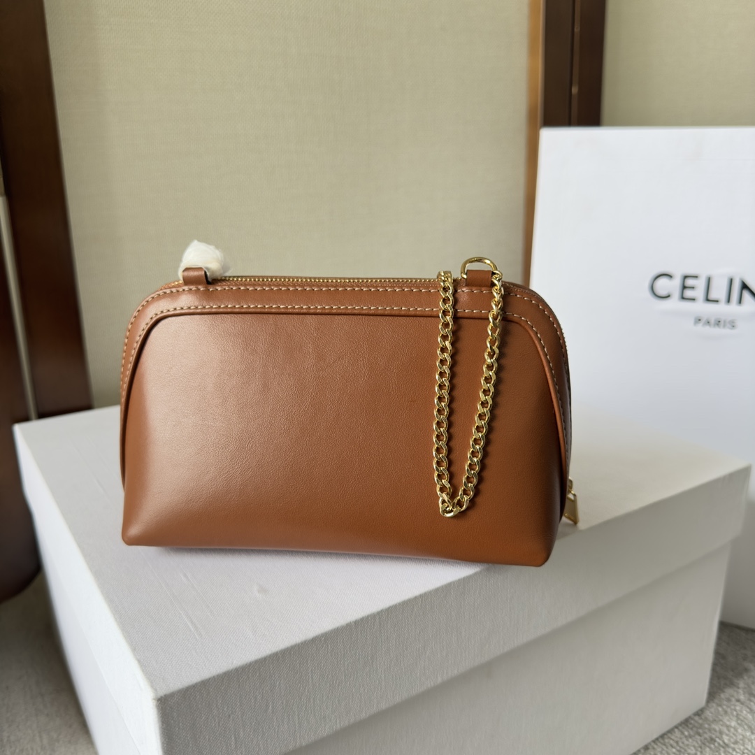 Celine Clutch On Chain Cuir Triomphe In Smooth Calfskin Tan - FashionPlug