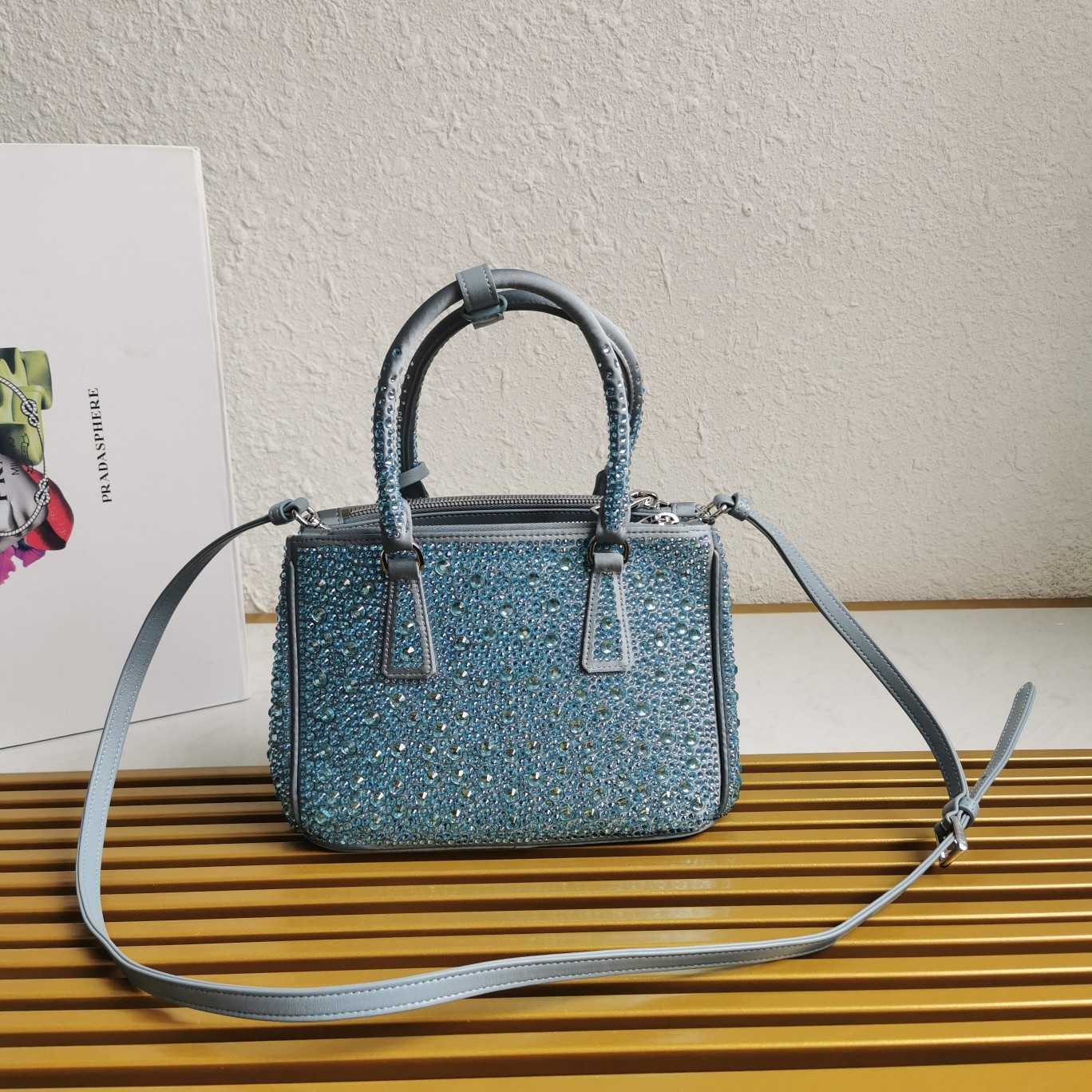 Prada Galleria satin Mini-Bag With Crystals - FashionPlug
