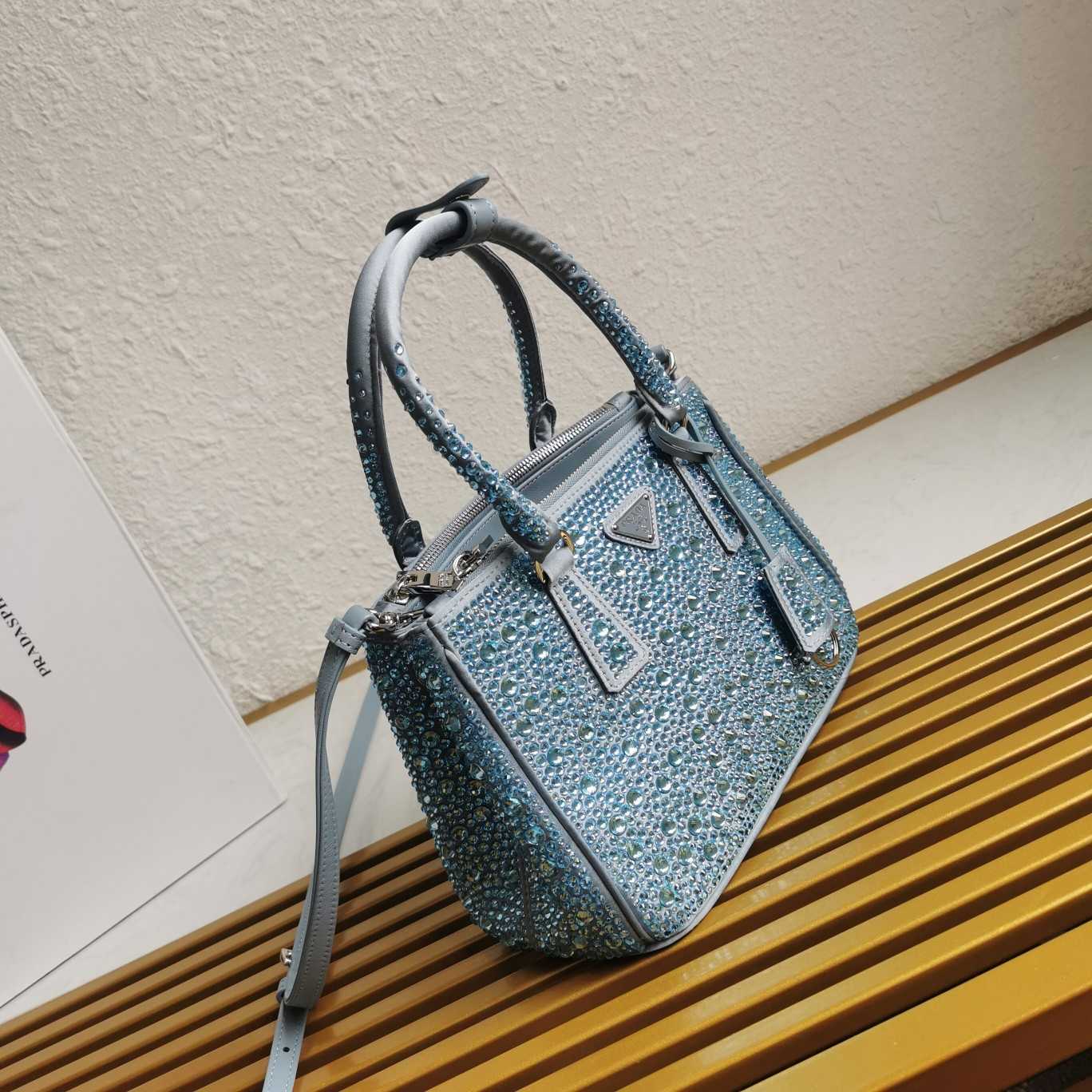 Prada Galleria satin Mini-Bag With Crystals - FashionPlug