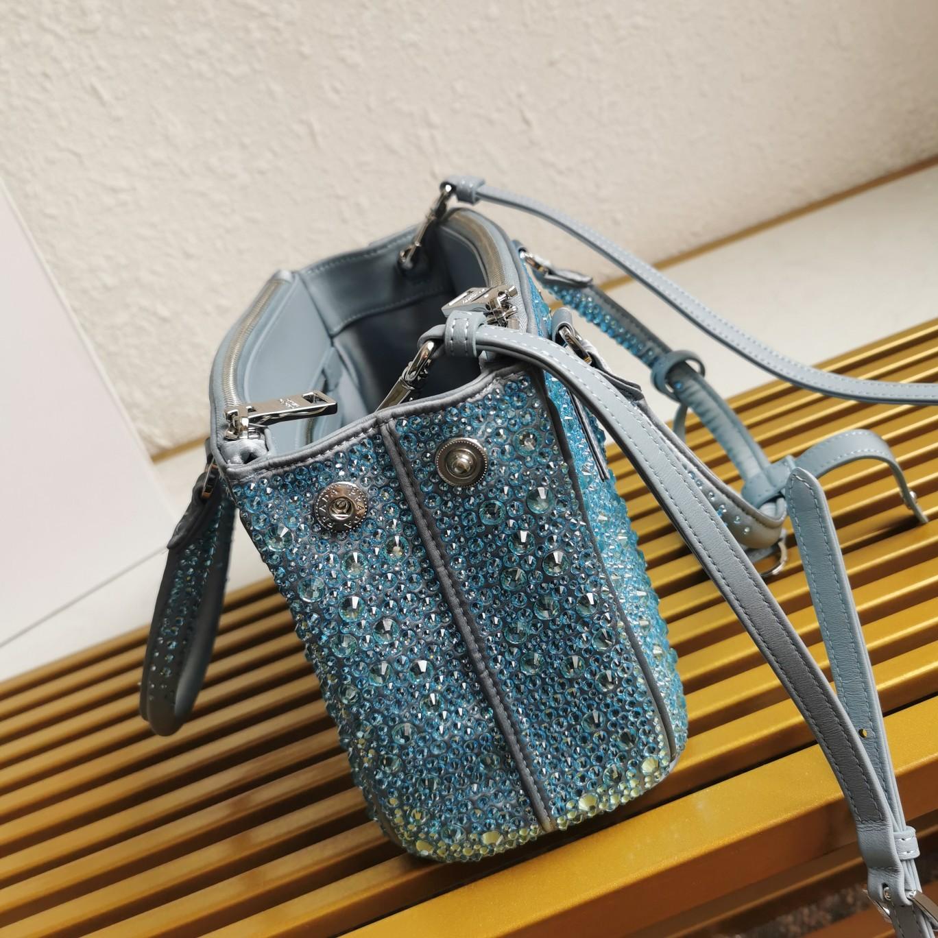 Prada Galleria satin Mini-Bag With Crystals - FashionPlug