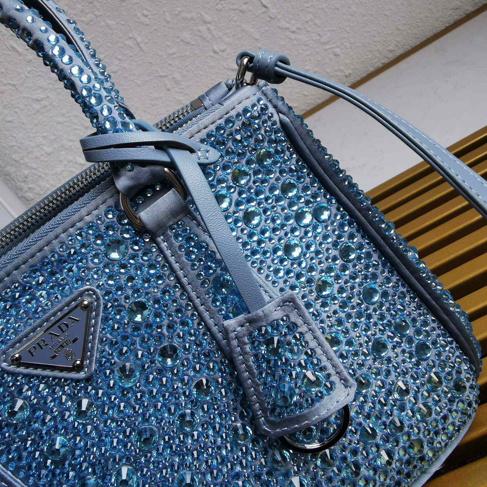 Prada Galleria satin Mini-Bag With Crystals - FashionPlug