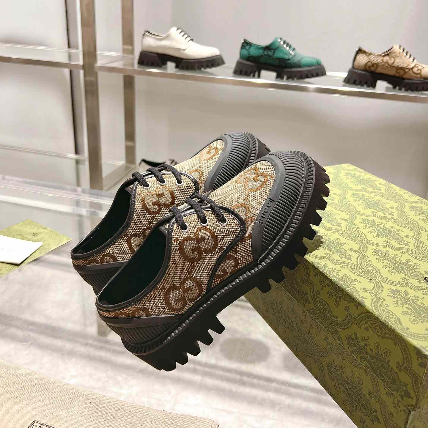 Gucci Maxi GG Lace-Up Shoe - FashionPlug