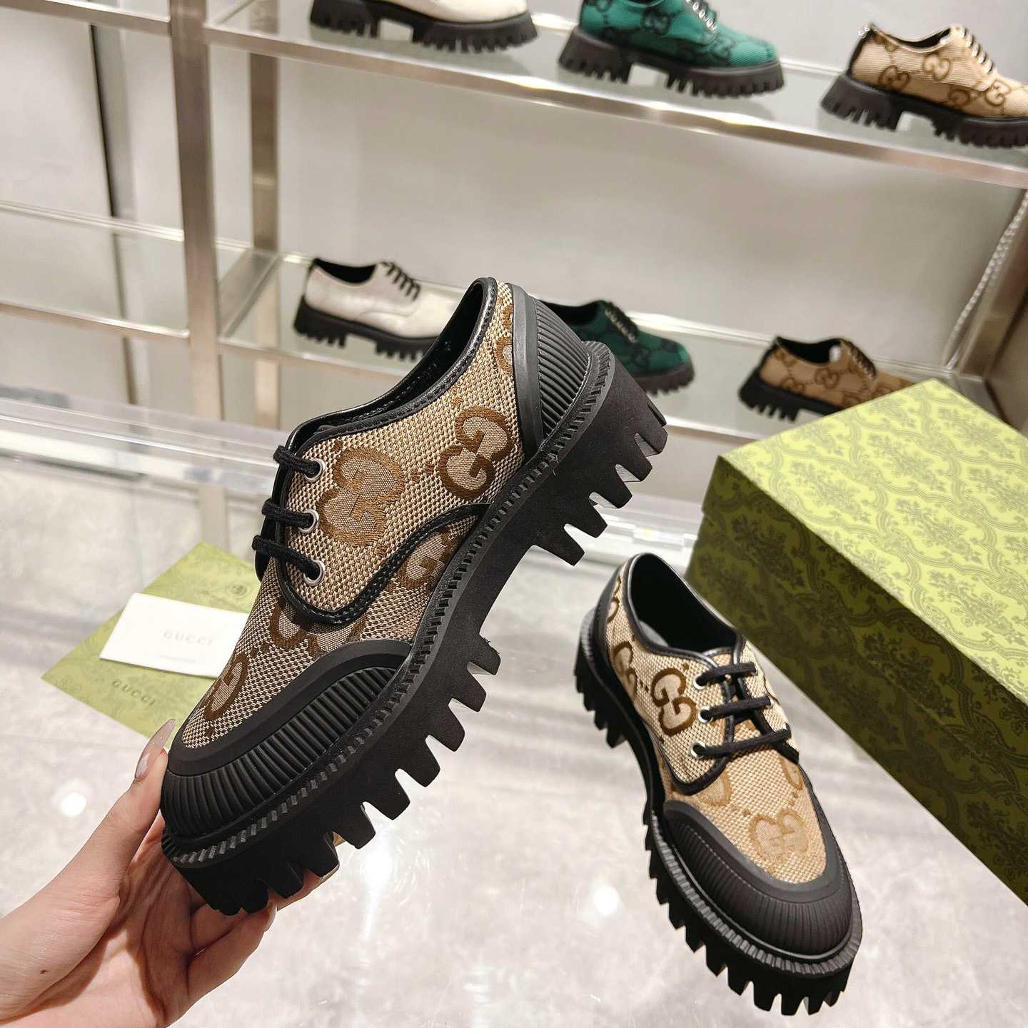 Gucci Maxi GG Lace-Up Shoe - FashionPlug