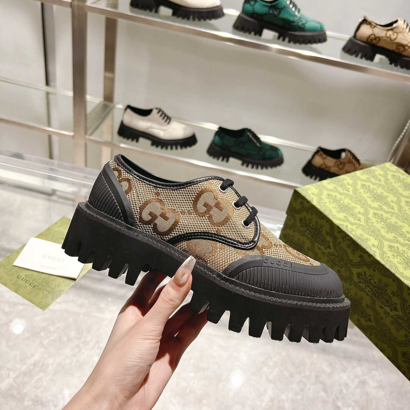Gucci Maxi GG Lace-Up Shoe - FashionPlug