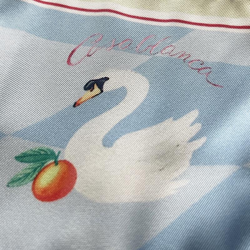 Casablanca Damiers Et Cygne Bleu Silk Shirt In Azzurro - FashionPlug