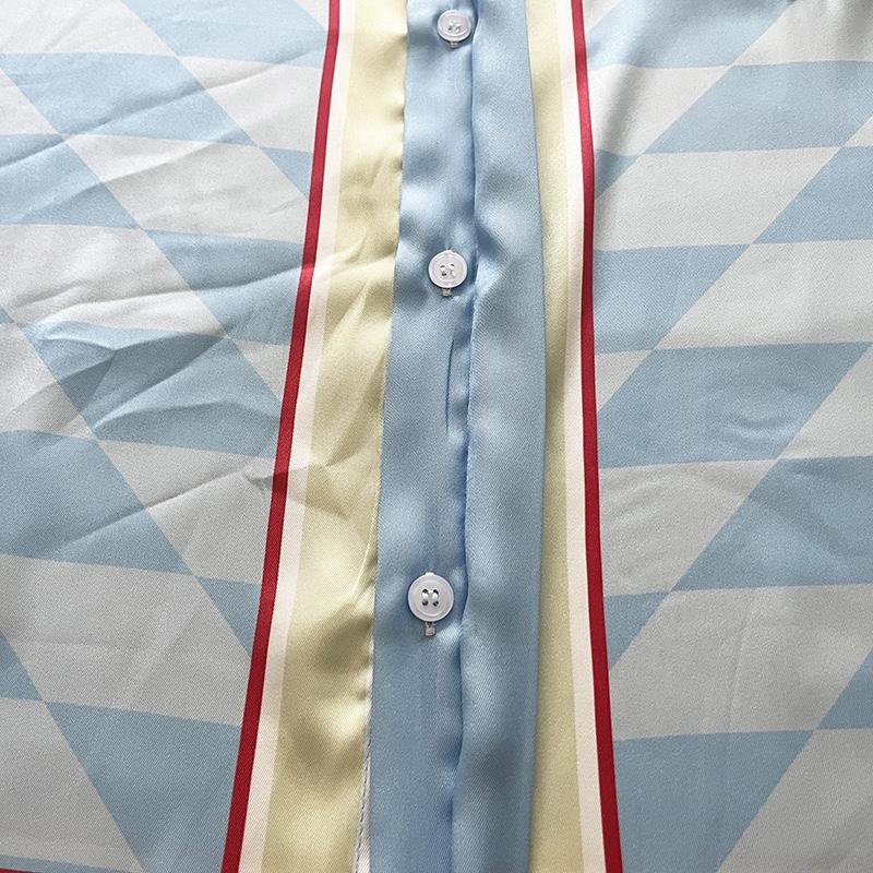Casablanca Damiers Et Cygne Bleu Silk Shirt In Azzurro - FashionPlug