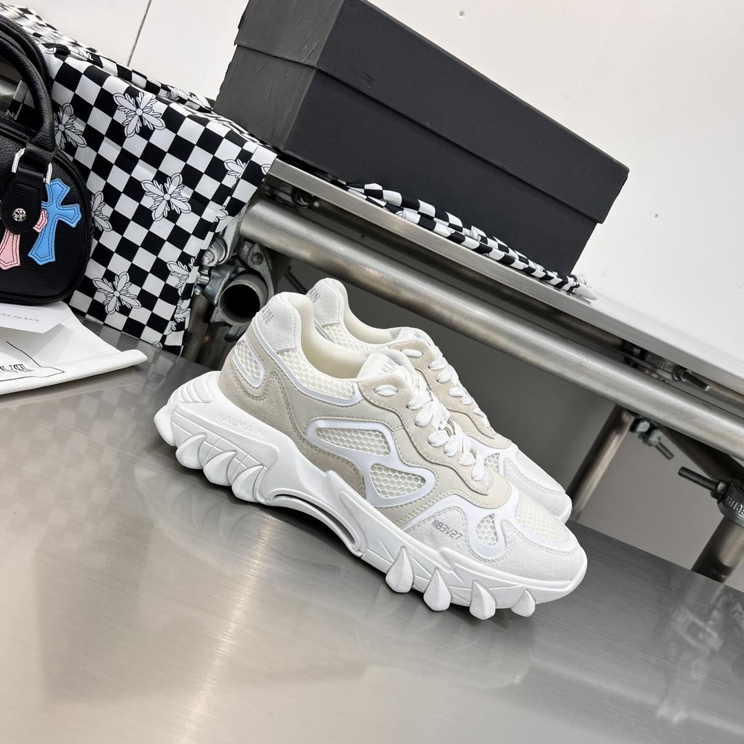 Balmain B-East Trainer In leather, Suede And Mesh - FashionPlug