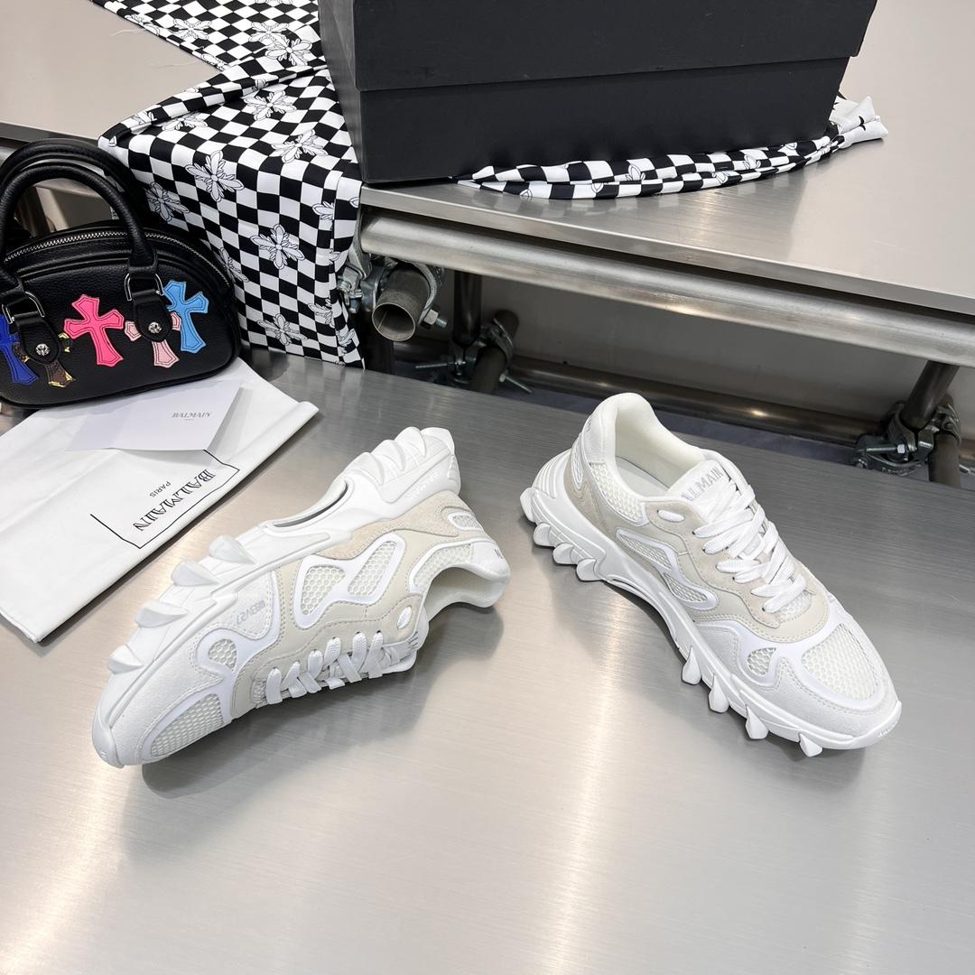 Balmain B-East Trainer In leather, Suede And Mesh - FashionPlug