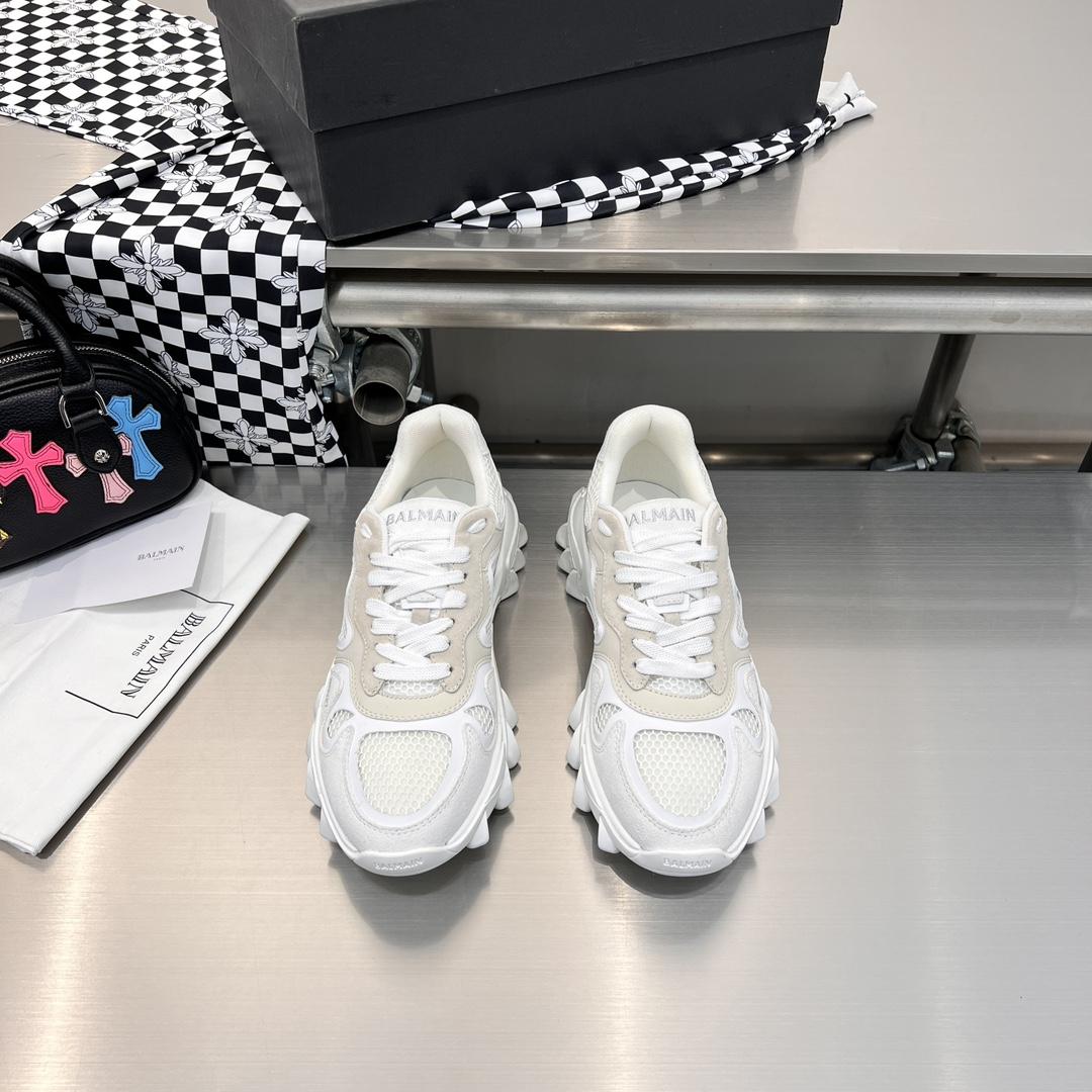 Balmain B-East Trainer In leather, Suede And Mesh - FashionPlug