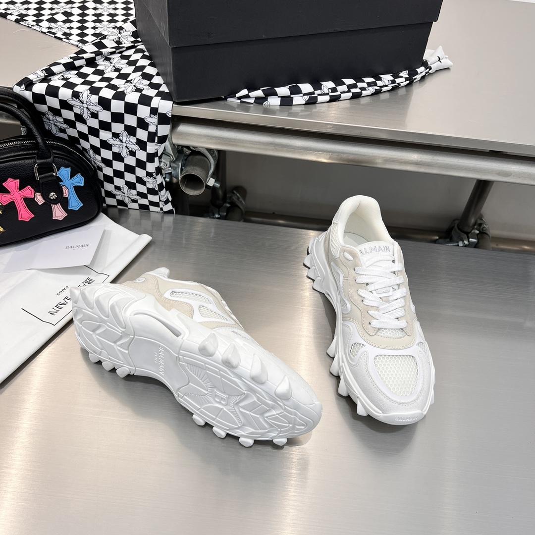 Balmain B-East Trainer In leather, Suede And Mesh - FashionPlug