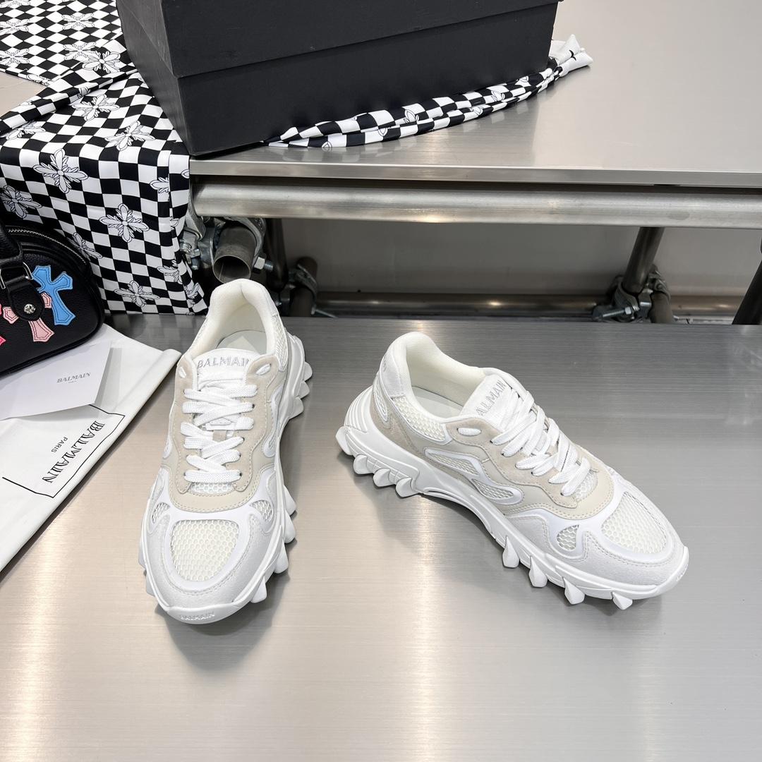 Balmain B-East Trainer In leather, Suede And Mesh - FashionPlug