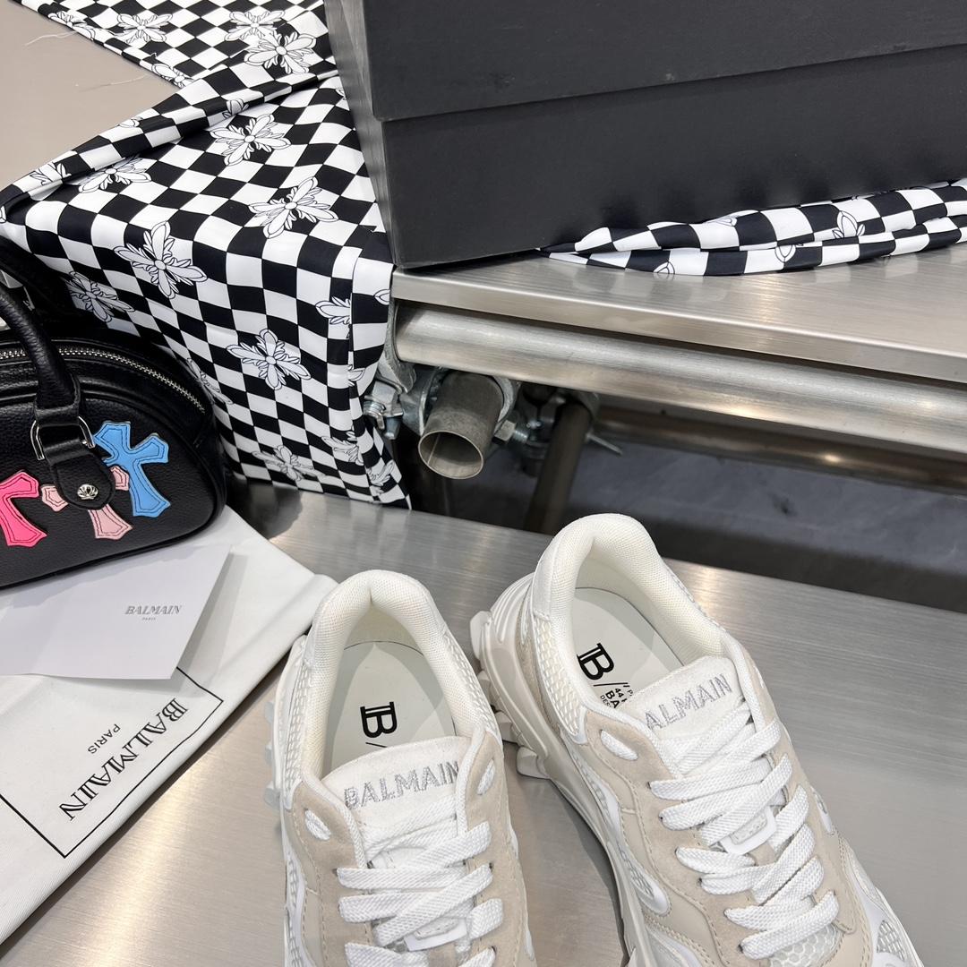 Balmain B-East Trainer In leather, Suede And Mesh - FashionPlug