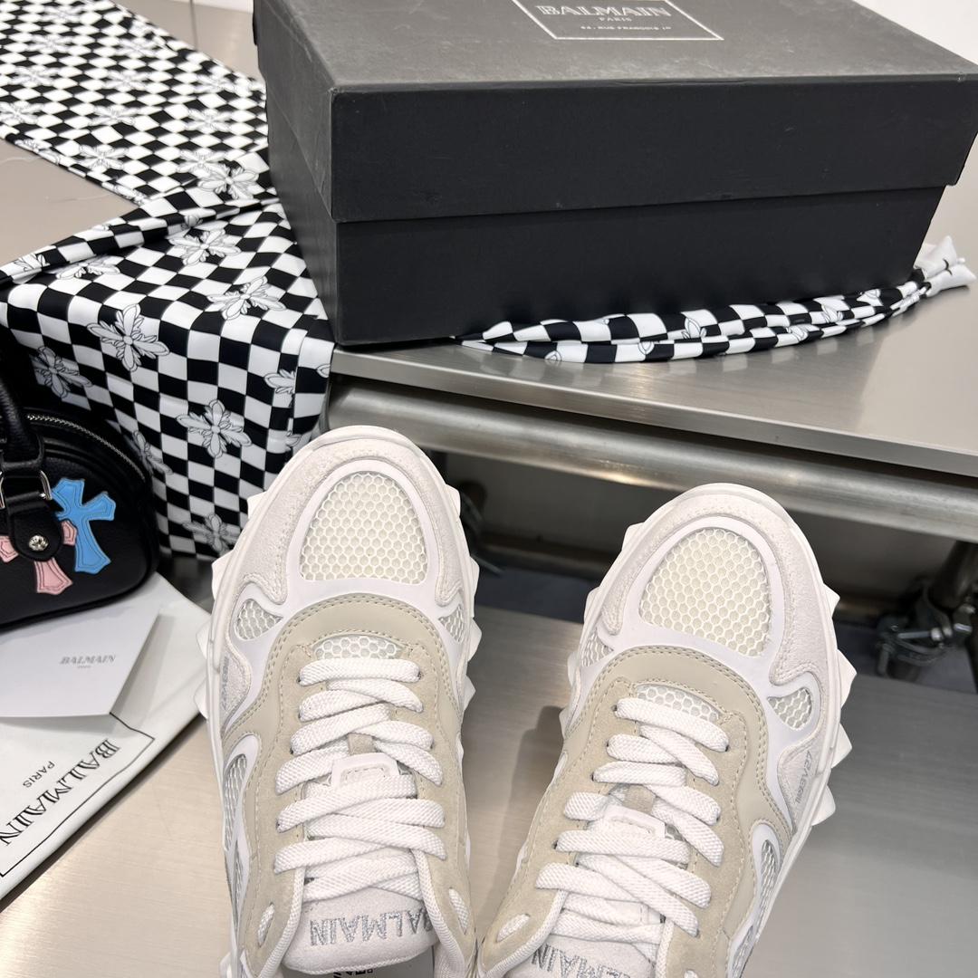Balmain B-East Trainer In leather, Suede And Mesh - FashionPlug