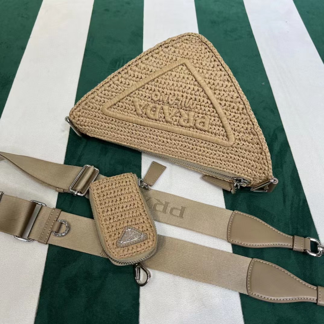Raffia Prada Triangle Bag - FashionPlug