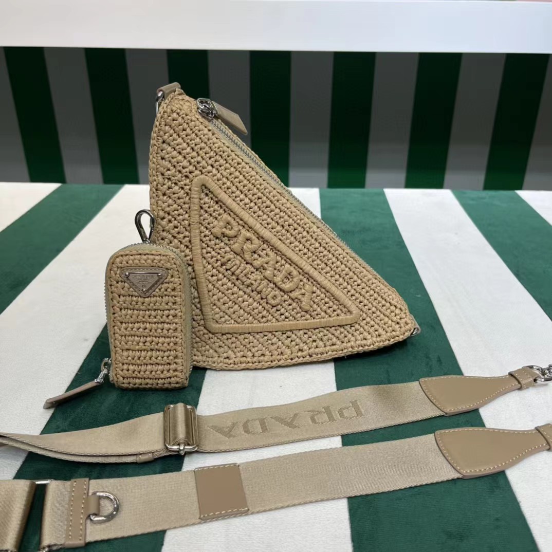 Raffia Prada Triangle Bag - FashionPlug