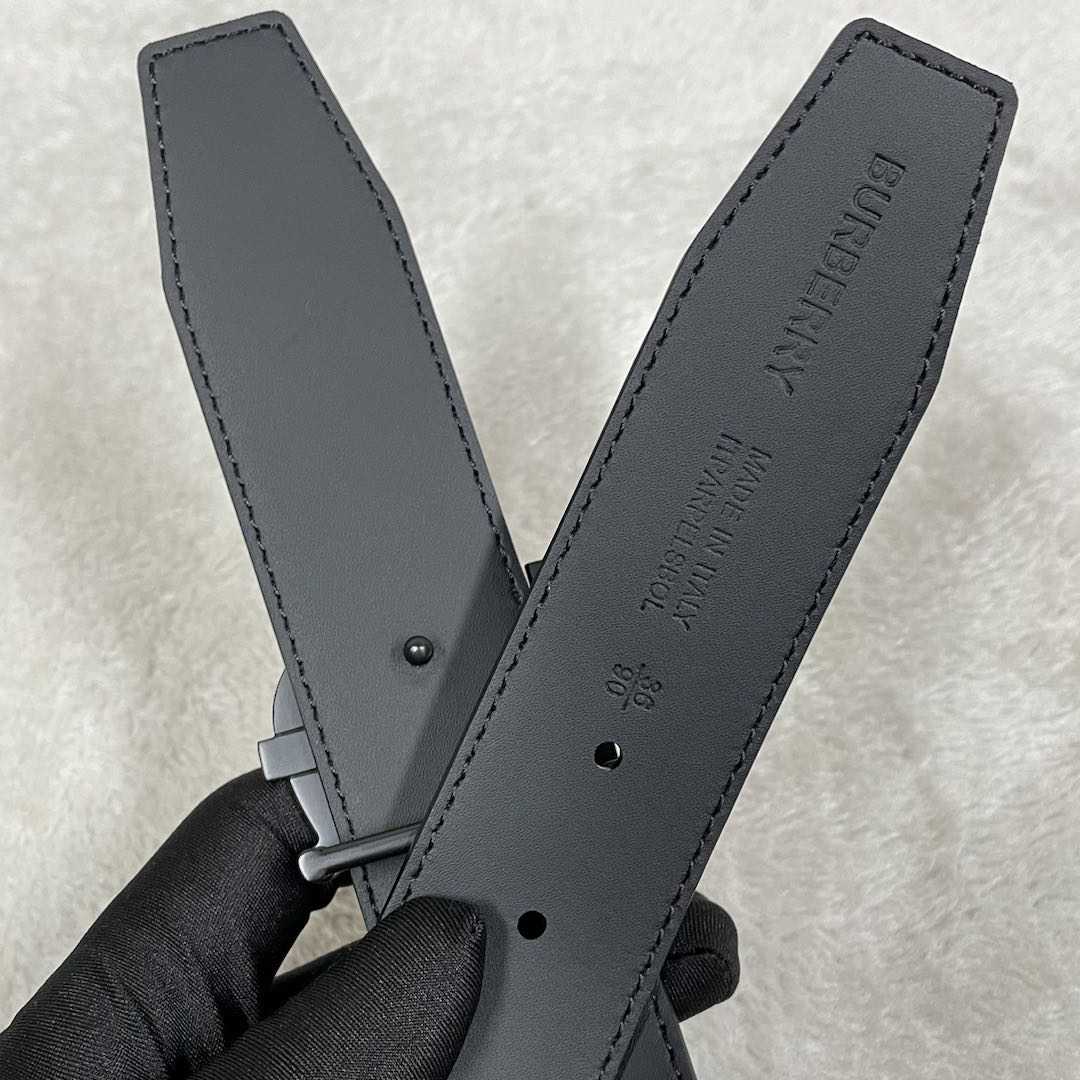 Burberry Check And Leather Reversible TB Belt - FashionPlug