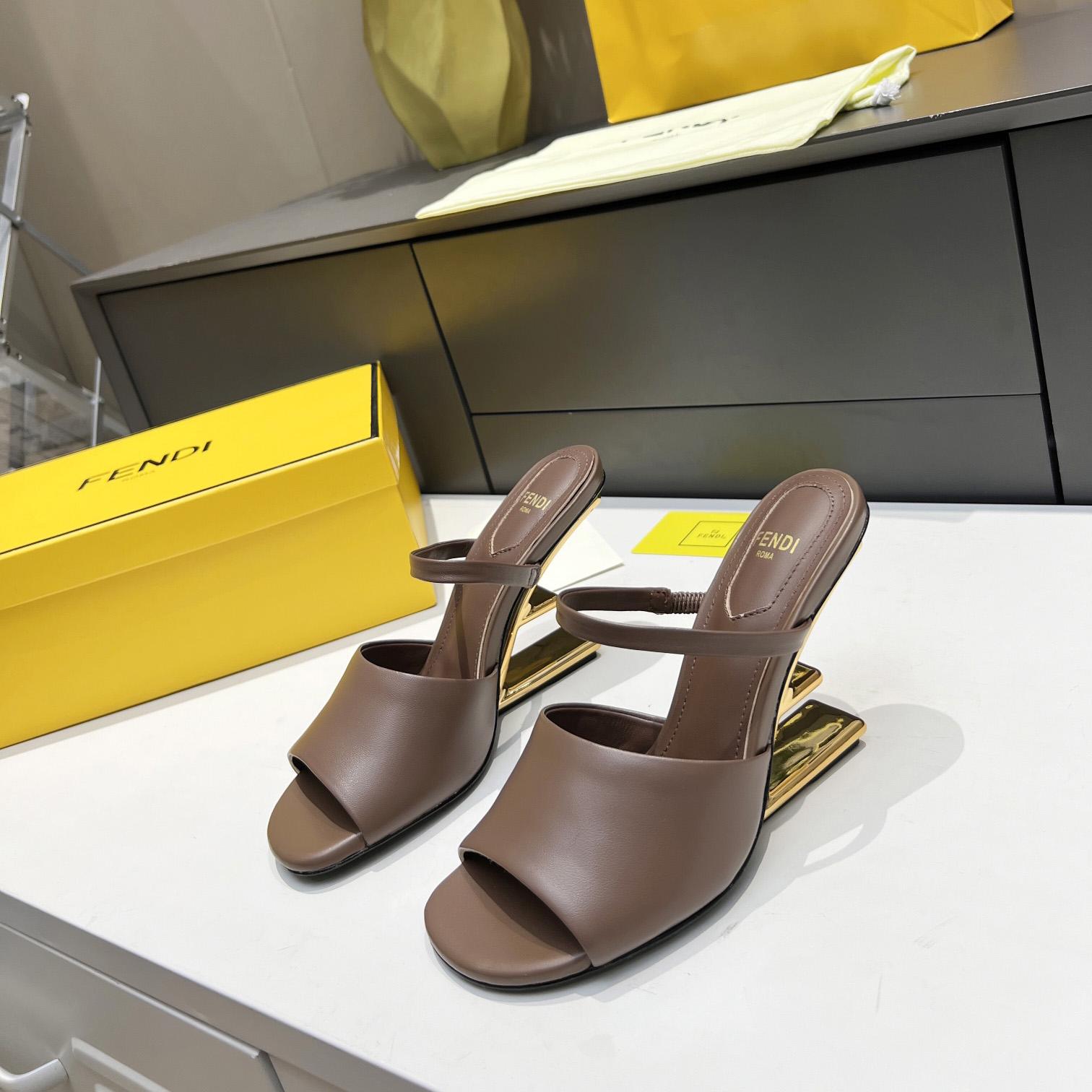 Fendi First Black Leather High-Heeled Sandals - FashionPlug