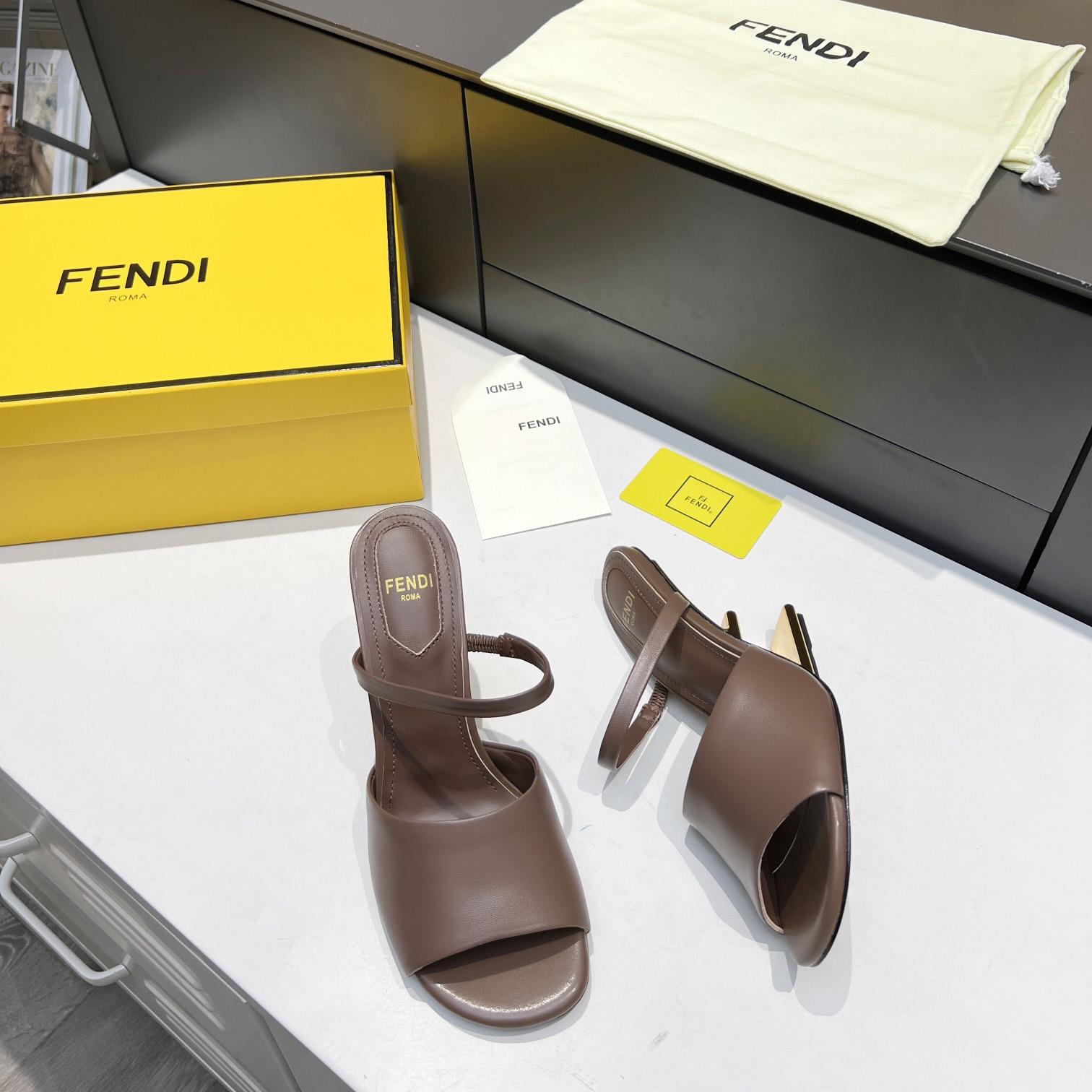 Fendi First Black Leather High-Heeled Sandals - FashionPlug