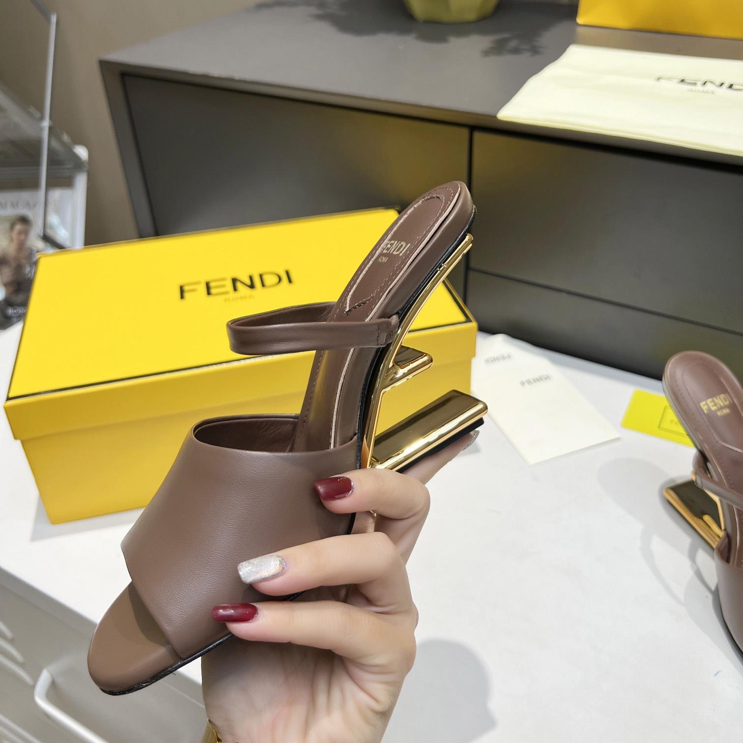 Fendi First Black Leather High-Heeled Sandals - FashionPlug