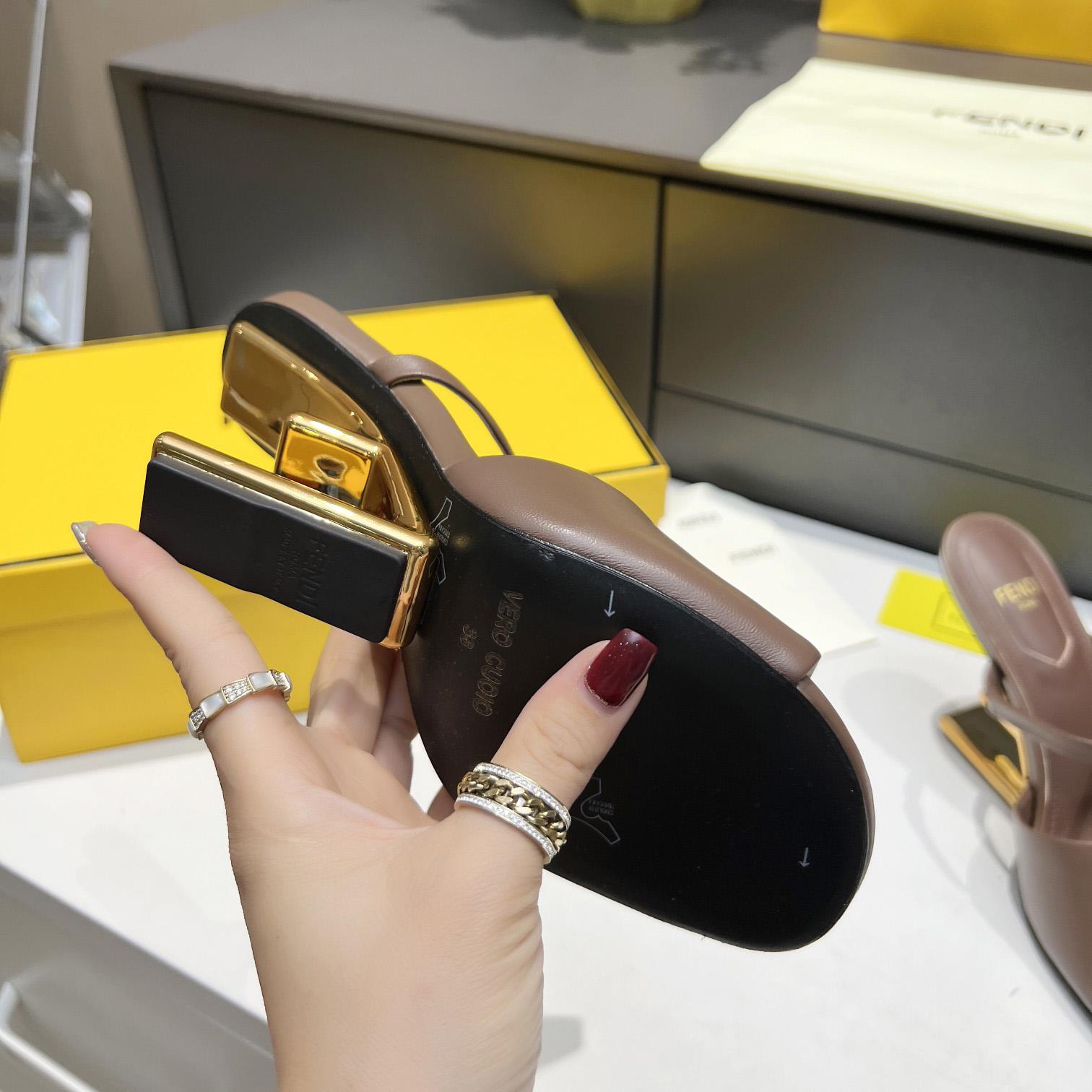 Fendi First Black Leather High-Heeled Sandals - FashionPlug
